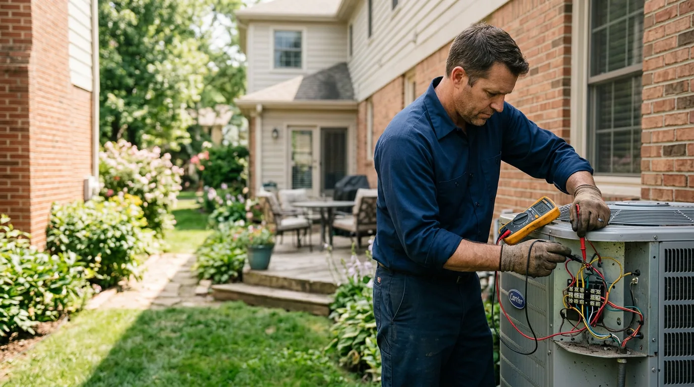 HVAC technician working near Twin Oaks, OK